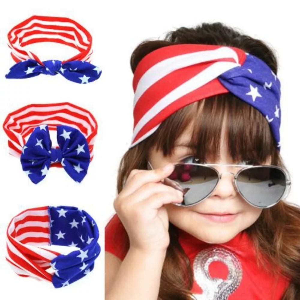 New 3PCS 4th of July Flag  Headbands